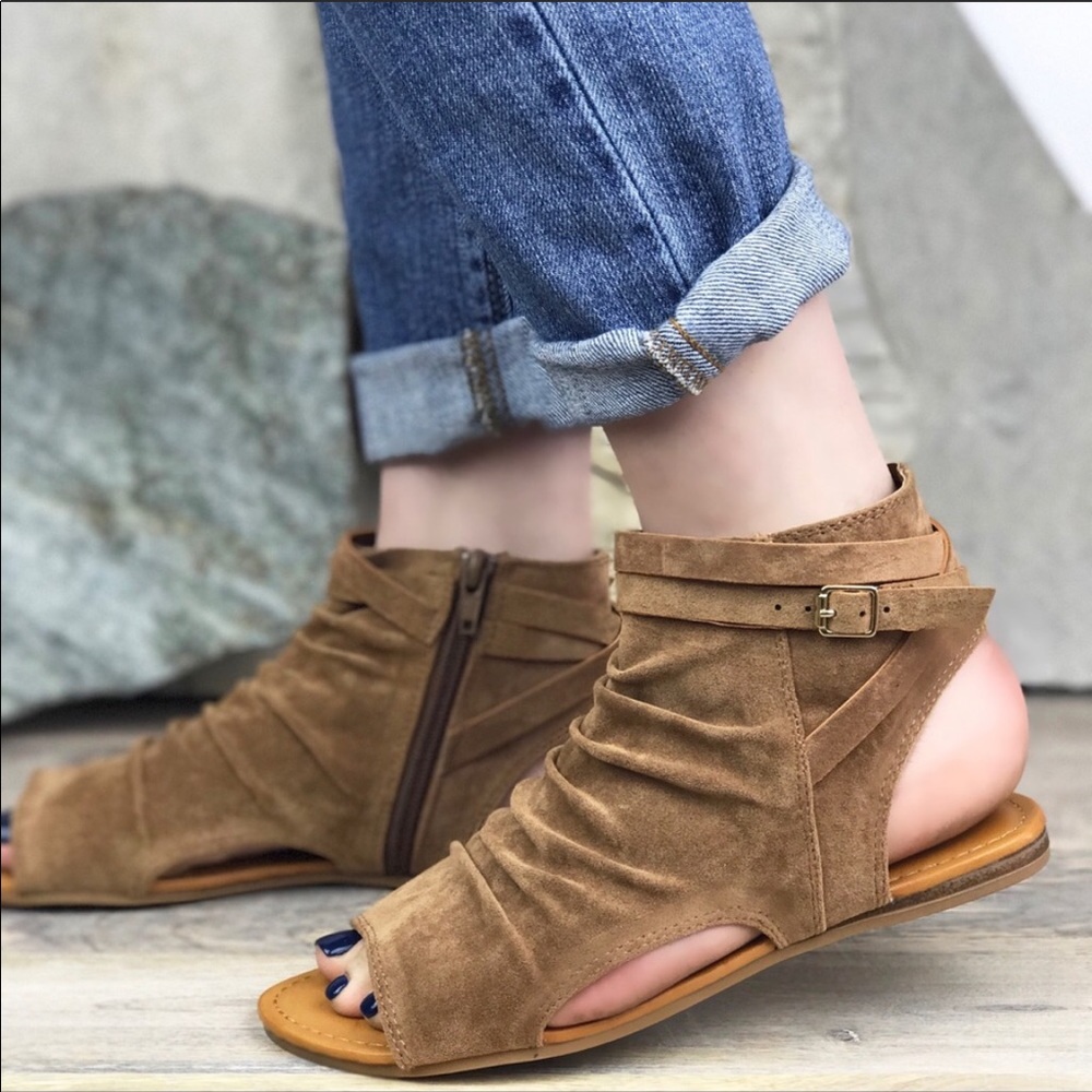 Bootie Style Sandal - Camel Brown Color